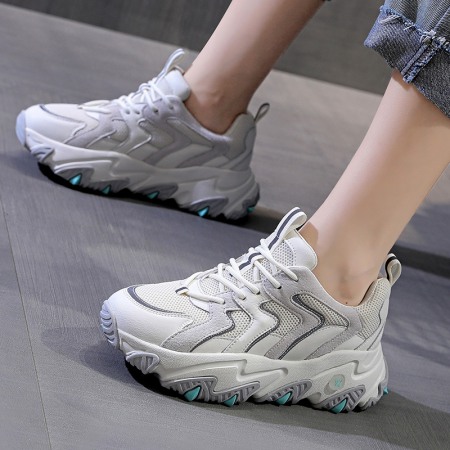 Fall New Reflective Women's Thick-Soled Increased Sports Casual Shoes